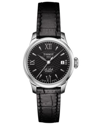 Tissot - Women's Swiss Automatic T-Classic Le Locle Black Leather Strap Watch 25.3mm