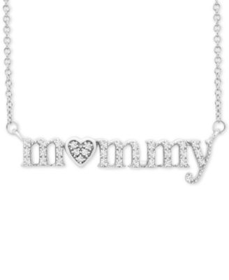 Macy's - Diamond Mommy Heart 20" Pendant Necklace (1/6 ct. t.w.) in Sterling Silver