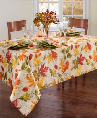 Elrene - Autumn Leaves Fall Printed Tablecloth, 52"x52"