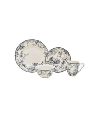 222 Fifth - Adelaide Grey 16 Piece Dinnerware Set