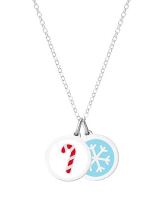 Auburn Jewelry - Candy Cane & Mini Snowflake Necklace in Sterling Silver