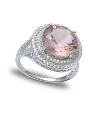 Giani Bernini - Pink Cubic Zirconia Double Pave Row Ring (7-1/2 ct. t.w.) In Sterling Silver