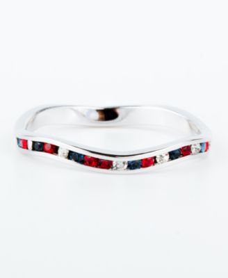 Macy's - Red/White/Blue Swarovski Crystal Stackable ring in Sterling Silver