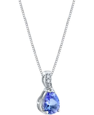 Macy's - Tanzanite (3/4 ct. t.w.) & Diamond Accent 18" Pendant Necklace in 14k White Gold