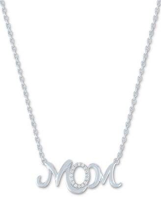 Macy's - Diamond MOM Pendant Necklace (1/20 ct. t.w.) in Sterling Silver, 16" + 2" extender