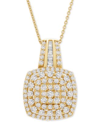 Wrapped in Love - Diamond Cushion Cluster 20" Pendant Necklace (1 ct. t.w.) in 14k Gold