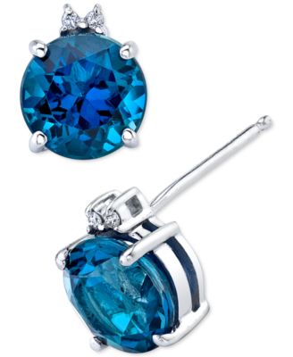 Macy's - Blue Topaz (3-3/4 ct. t.w.) & Diamond Accent Stud Earrings in Sterling Silver