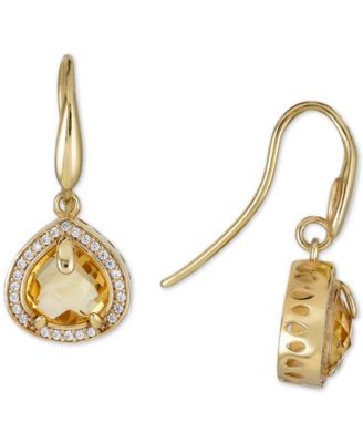 Macy's - Citrine (4 ct. t.w.) & White Topaz (5/8 ct. t.w.) Drop Earrings in 14k Gold-Plated Sterling Silver