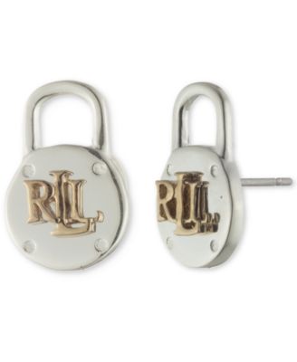 Lauren Ralph Lauren - Padlock Stud Earrings in Sterling Silver & 18k Gold-Plate