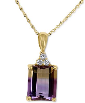 Macy's - Ametrine (5-1/2 ct. t.w.) & Diamond (1/8 ct. t.w.) 18" Pendant Necklace in 14k Gold