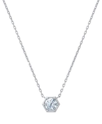 De Beers Forevermark - Diamond Honeycomb Solitaire Pendant Necklace (1/2 ct. t.w.), 16" + 2" extender