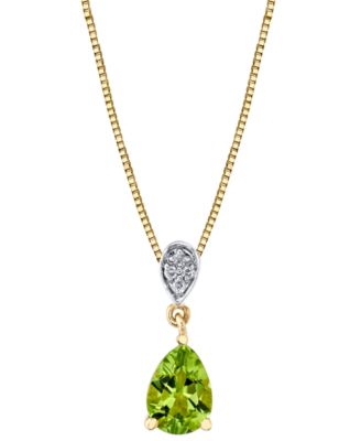 Macy's - Peridot (3/4 ct. t.w.) & Diamond Accent 18" Pendant Necklace in 14k Gold