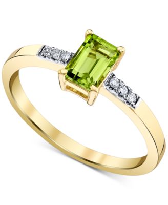 Macy's - Peridot (5/8 ct. t.w.) & Diamond (1/20 ct. t.w.) Ring in 14k Gold