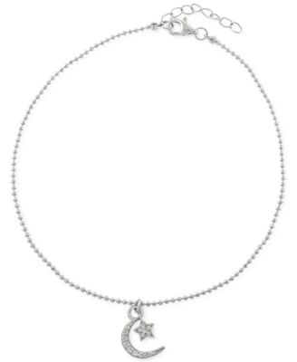 Giani Bernini - Cubic Zirconia Moon & Star Charm Ankle Bracelet in Sterling Silver