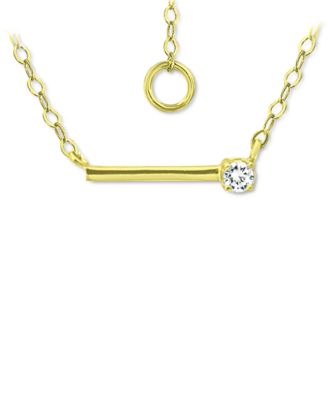 Giani Bernini - Cubic Zirconia Solitaire Bar Pendant Necklace, 16" + 2" extender