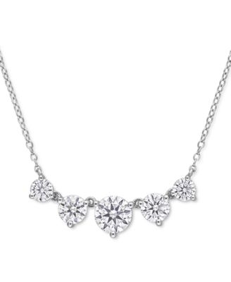 Macy's - Lab-Created Moissanite Graduated Five Stone 18" Statement Necklace (2-1/2 ct. t.w.) in Sterling Silver
