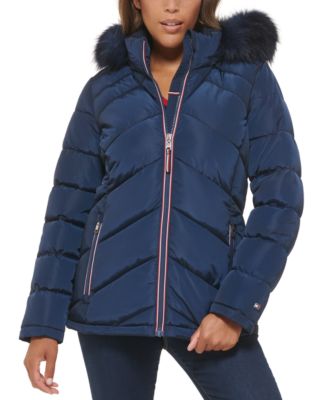 Tommy Hilfiger - Women's Faux-Fur-Trim Hooded Puffer Coat