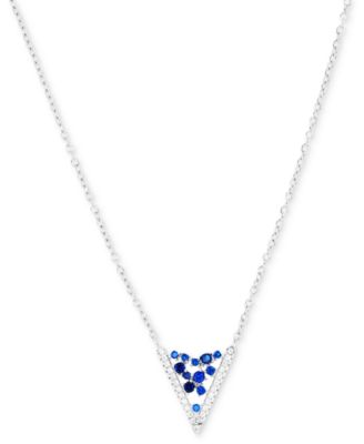 Macy's - Cubic Zirconia Scattered Cluster Chevron 18" Statement Necklace in Sterling Silver