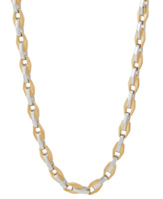 Macy's - Men's Two-Tone Link 22" Chain Necklace in 18k Gold-Plated Sterling Silver & White Rhodium