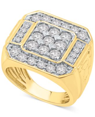 Macy's - Men's Diamond Cluster Ring (2-1/2 ct. t.w.) in 10k Gold