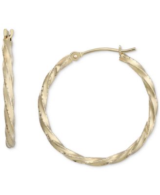 Macy's - Twist Style Small Hoop Earrings in 10k Gold, 1"