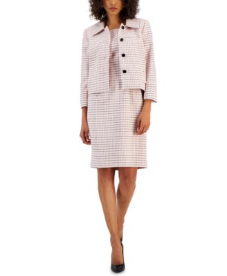 Nipon Boutique - Women's Checkered Button-Front Jacket & Sheath Dress Suit