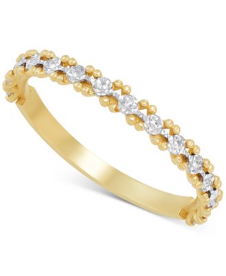 Italian Gold - Textured Illusion Narrow Stack Ring in 10k Two-Tone Gold