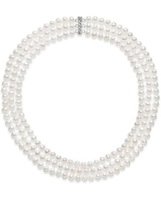 Belle de Mer - Cultured Freshwater Pearl Three Layer Necklace (7-8mm)
