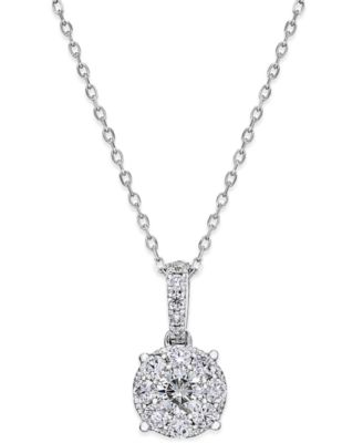 Macy's - Diamond Cluster Circle Pendant Necklace (1/2 ct. t.w.) in 14k White Gold