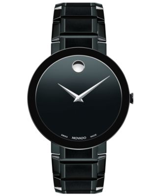 Movado - Men's Swiss Sapphire Black PVD Stainless Steel Bracelet Watch 39mm