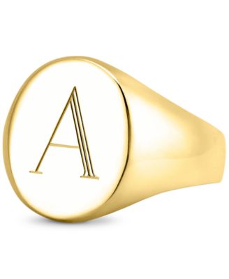 Sarah Chloe - Initial Signet Ring in 14K Gold-Plated Sterling Silver