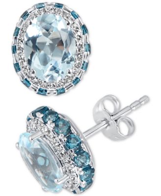 Macy's - Blue Topaz (4-1/2 ct.t.w) & White topaz (1/4 ct.t.w) Earrings in Sterling Silver (Also Available in Amethyst)