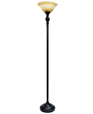 All The Rages - 1 Light Torchiere Floor Lamp with Marbelized Amber Glass Shade