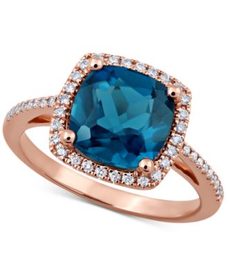 Macy's - London Blue Topaz (3-3/4 ct. t.w.) & Diamond (1/5 ct. t.w.) Ring in 14k Rose Gold