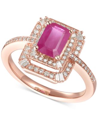Macy's - Gemstone & Diamond (1/3 ct. t.w.) Ring in 14k Gold