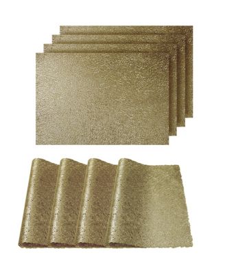 Dainty Home - Reversible Metallic Lacey Place Mats Slip Resistant Dining Table Indoor Outdoor Placemats Set of 4, 12 inch x 18 inch Rectangle