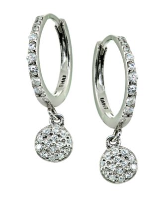 Giani Bernini - Pav&eacute; Cubic Zirconia Disc Charm Drop Huggie Hoop Earring in Sterling Silver