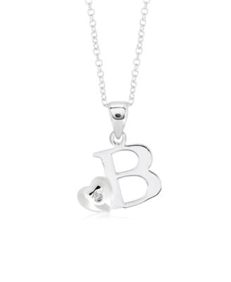 Rhona Sutton - Children's Initial Heart Pendant Necklace in Sterling Silver