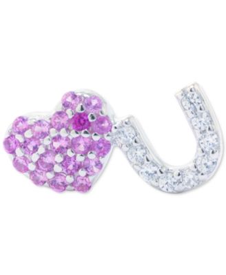 Giani Bernini - Cubic Zirconia "Heart U" Mismatch Stud Earrings in Sterling Silver