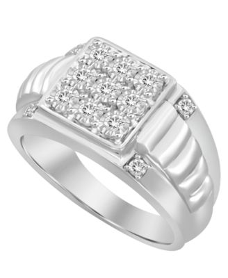 Macy's - Men's Diamond (1/4 ct. t.w.) Ring in Sterling Silver