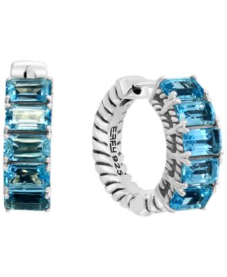 EFFY Collection - Blue Topaz Small Hoop Earrings (3-1/3 ct. t.w.) in Sterling Silver, 0.57"