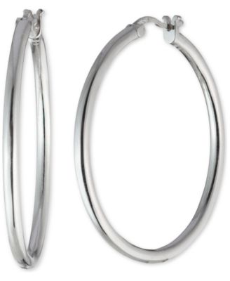 Lauren Ralph Lauren - Medium Polished Hoop Earrings in Sterling Silver, 1.4"