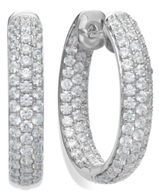 Macy's - Sterling Silver Swarovski Zirconia Pave Hoop Earrings (8-1/2 ct. t.w.)