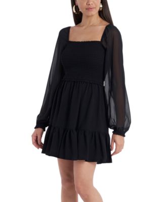 1.STATE - Smocked Animal-Print Mini Dress
