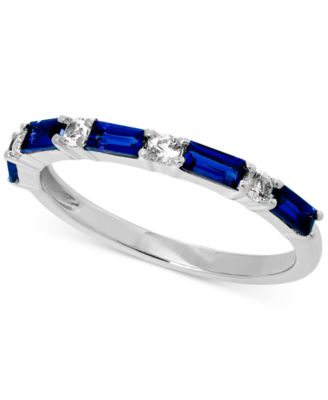 Macy's - Lab-Created Emerald (1/2 ct. t.w.) & Lab-Created White Sapphire (1/5 ct. t.w.) Stack Ring in Sterling Silver (Also in Lab-Created Ruby & Lab-Created Blue Sapphire)