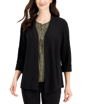 Kasper - Open-Front Cardigan Jacket