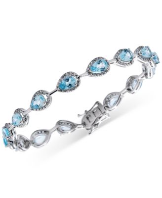 Macy's - Amethyst (6 ct. t.w.) & White Topaz (3/8 ct. t.w.) Halo Teardrop Link Bracelet in Sterling Silver (Also in Blue Topaz)