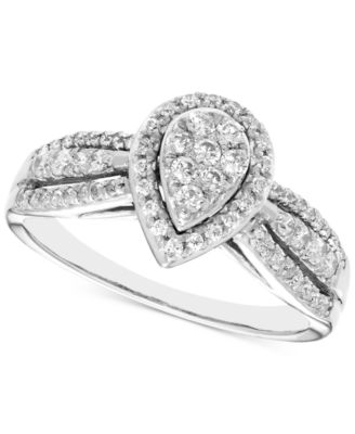 Macy's - Diamond Teardrop Cluster Ring (1/2 ct. t.w.) in 14k White Gold