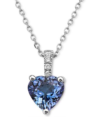 EFFY Collection - Tanzanite (5/8 ct. t.w.) & Diamond Accent Heart 18" Pendant Necklace in Sterling Silver
