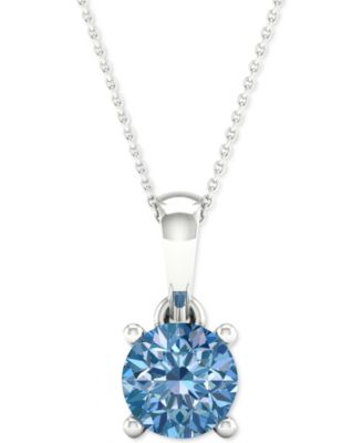 Forever Grown Diamonds - Lab-Created Blue Diamond Solitaire 18" Pendant Necklace (1/3 ct. t.w.) in Sterling Silver
